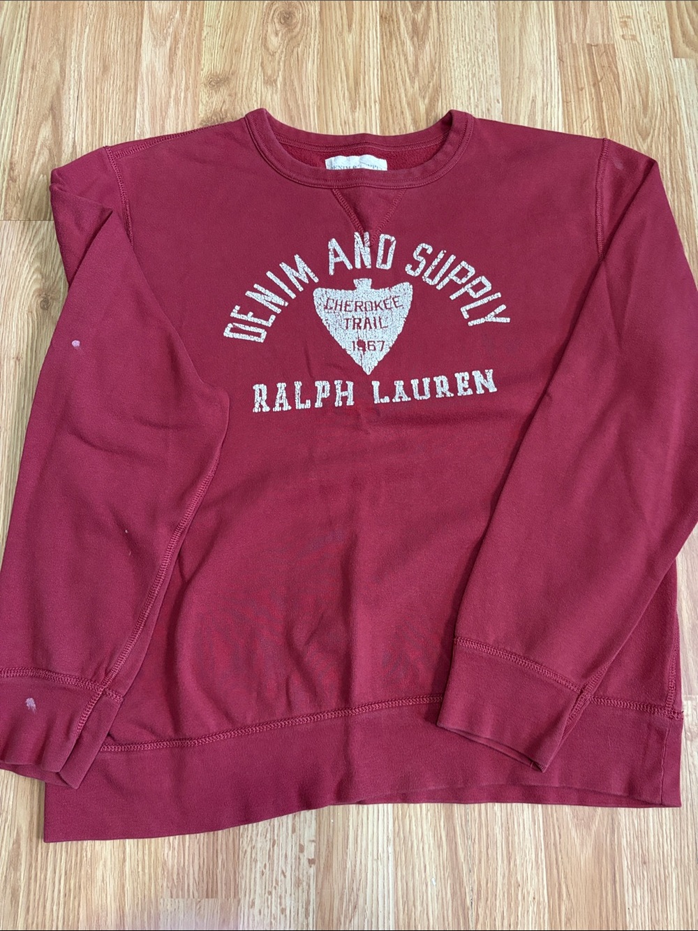 Ralph Lauren Burgundy Crewneck Sweatshirt with Front Logo